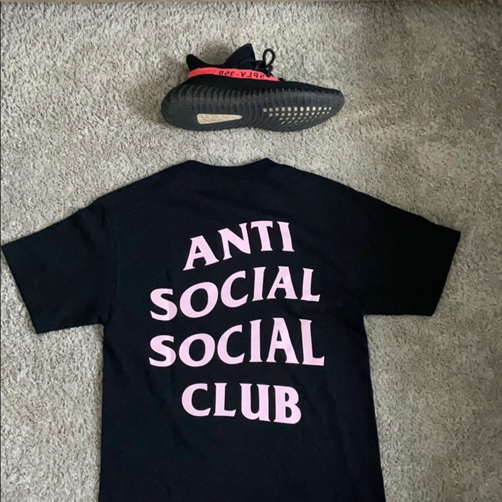 Anti social social shirt and Yeezy Core Black Red